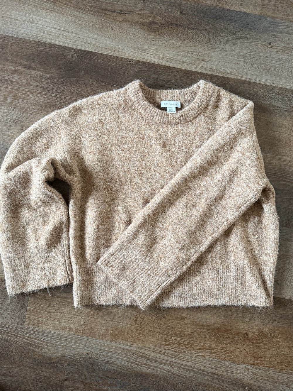 Calvin Klein Heathered Camel Crewneck Sweater